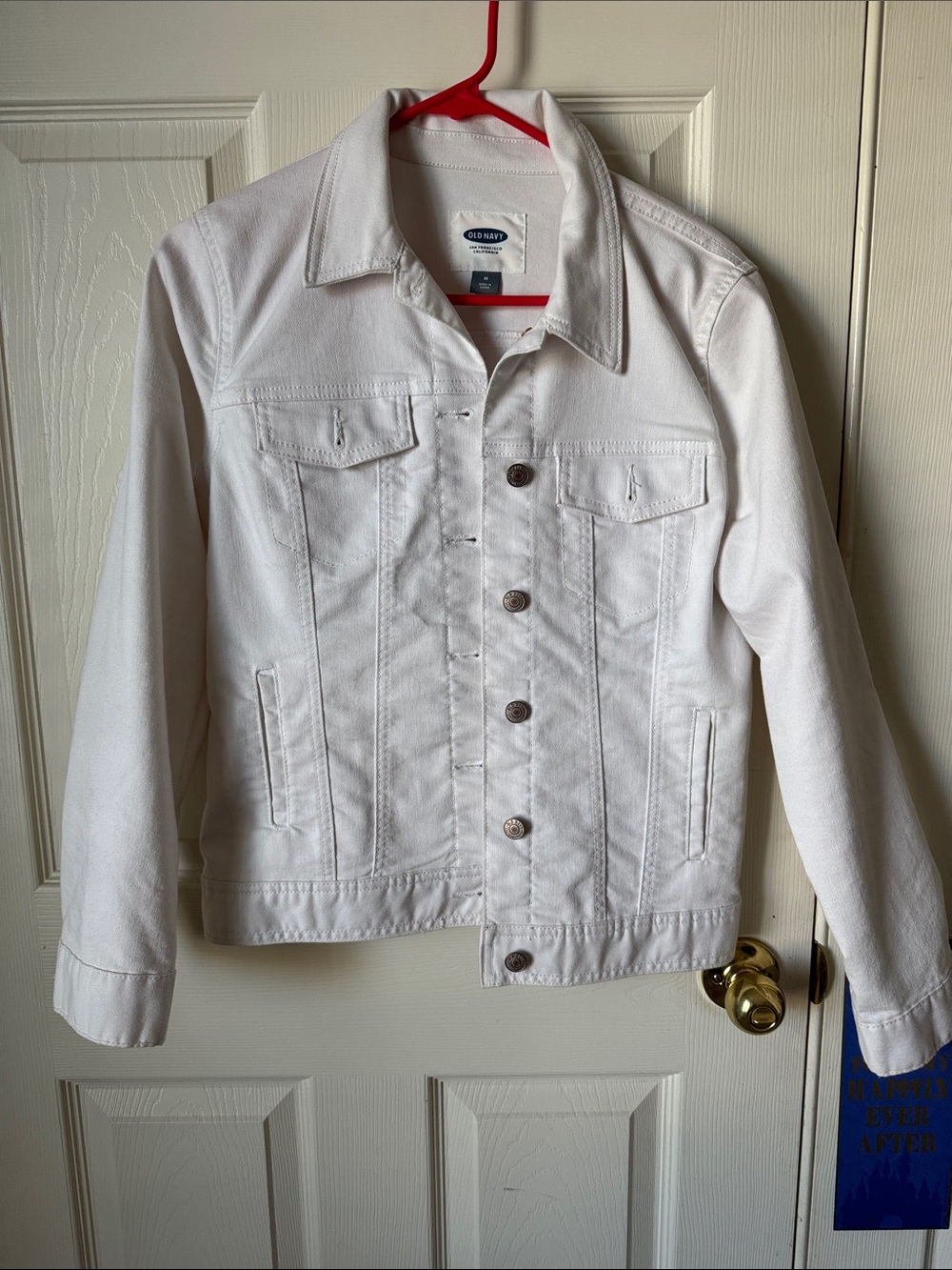 Old Navy White Cotton Trucker Jacket